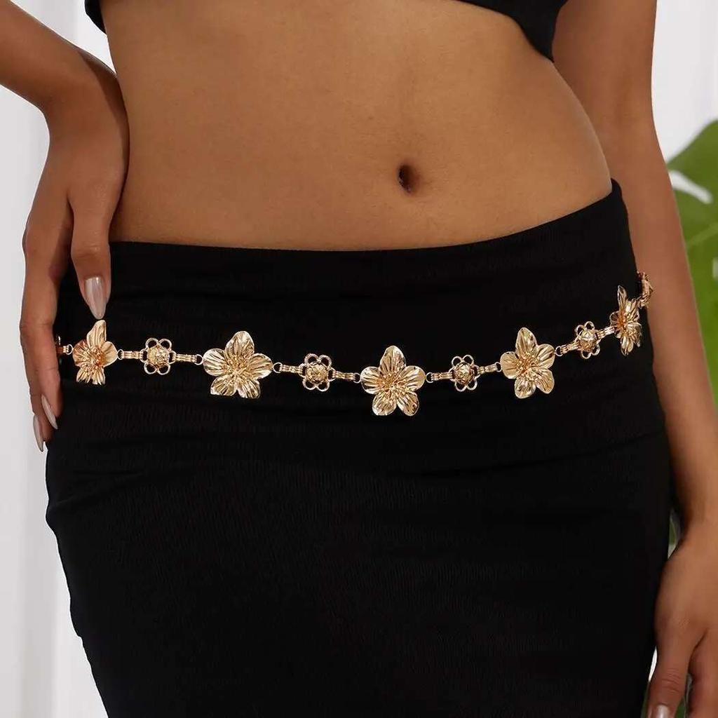 Ingemark Sexy Metal Flower Waist Belly Chain for Women 2025 New Trend Sexy Summer Bikini Adjustable Belt Party Body Jewelry Gift