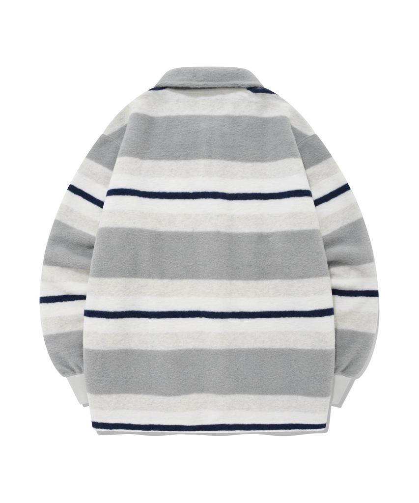 COVERNAT Striped Collar Knit Gray