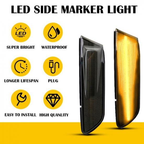 2x Dynamic LED Side Marker Turn Signal Light for 2003-2007 INFINITI G35 Coupe US