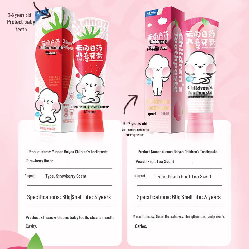 Yunnan Baiyao Kids Probiotic Toothpaste (Peach Fruit Tea, Sesame Street Edition)
