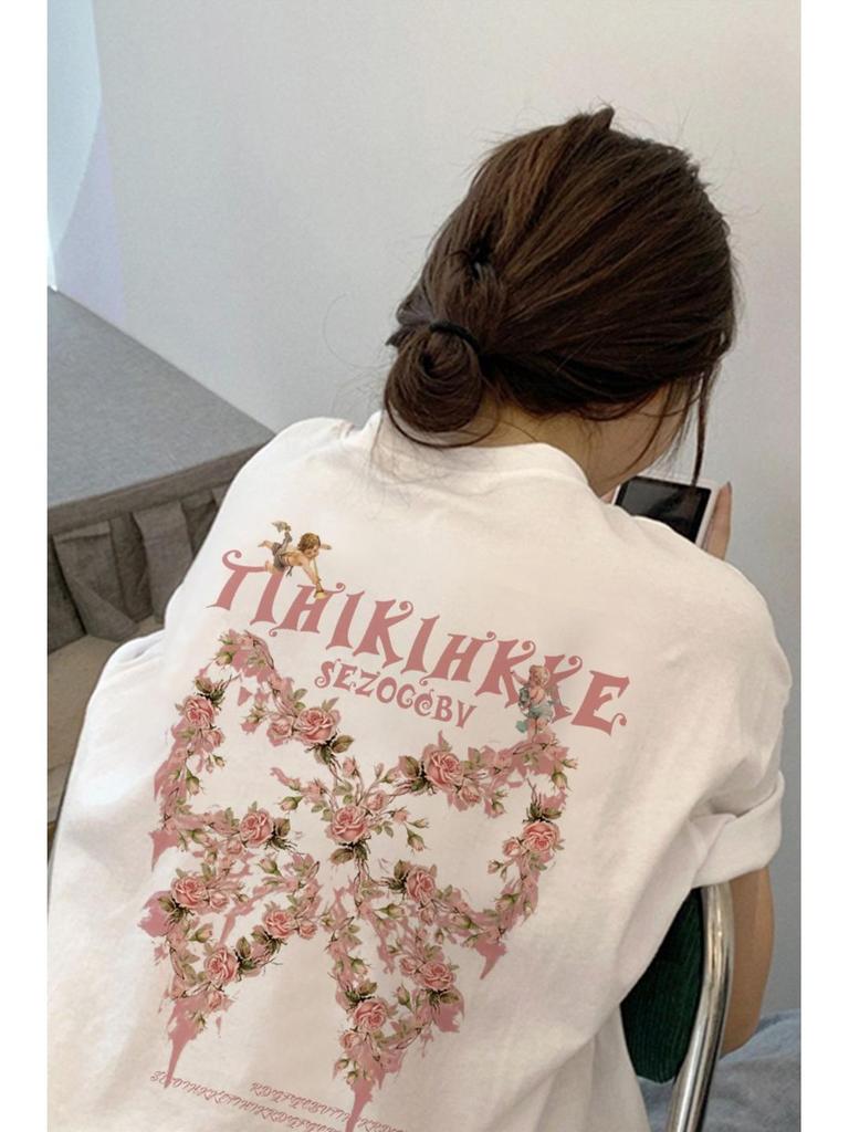 Unisex American High Street Chic Cotton T-Shirt, Summer Plus Size, Loose Fit for Men, Women & Couples