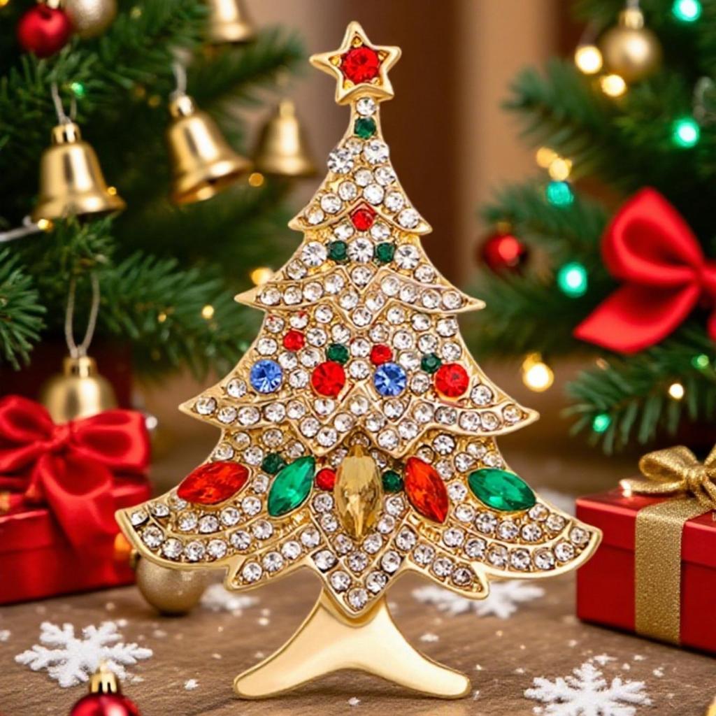 Women's Versatile Rhinestone Christmas Brooch: Tree, Elk, Wreath, Snowflake Shoe Pin