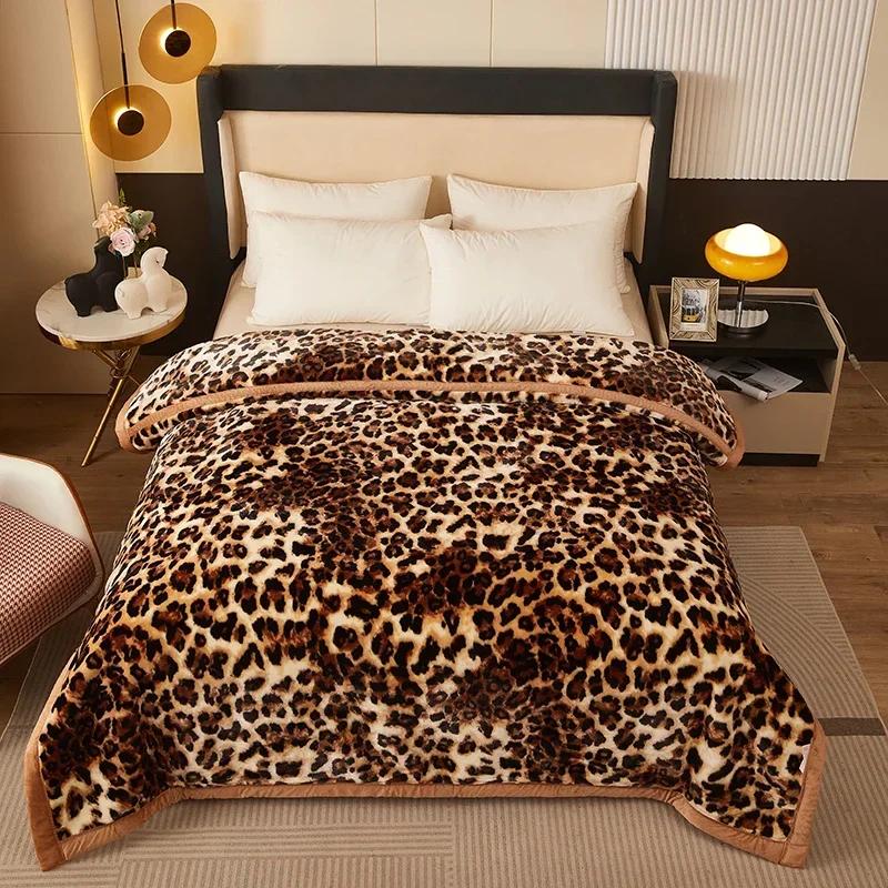 Double Layer Winter Thicken Raschel Plush Weighted Blanket For Bed Warm Heavy Blankets Throw Printed Flowers Fluffy Soft Carpet