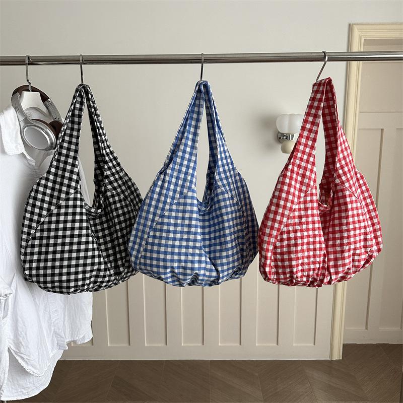 Retro Karoveste, Schultertasche mit großem Fassungsvermögen, Leichte Tasche