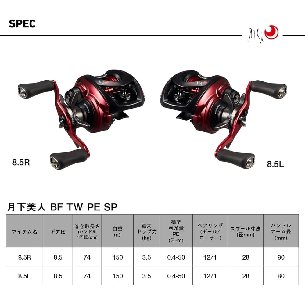 Daiwa Baitcasting Reel 26 Gekka Bijin BF TW 8.5R PE Fishing Gear
