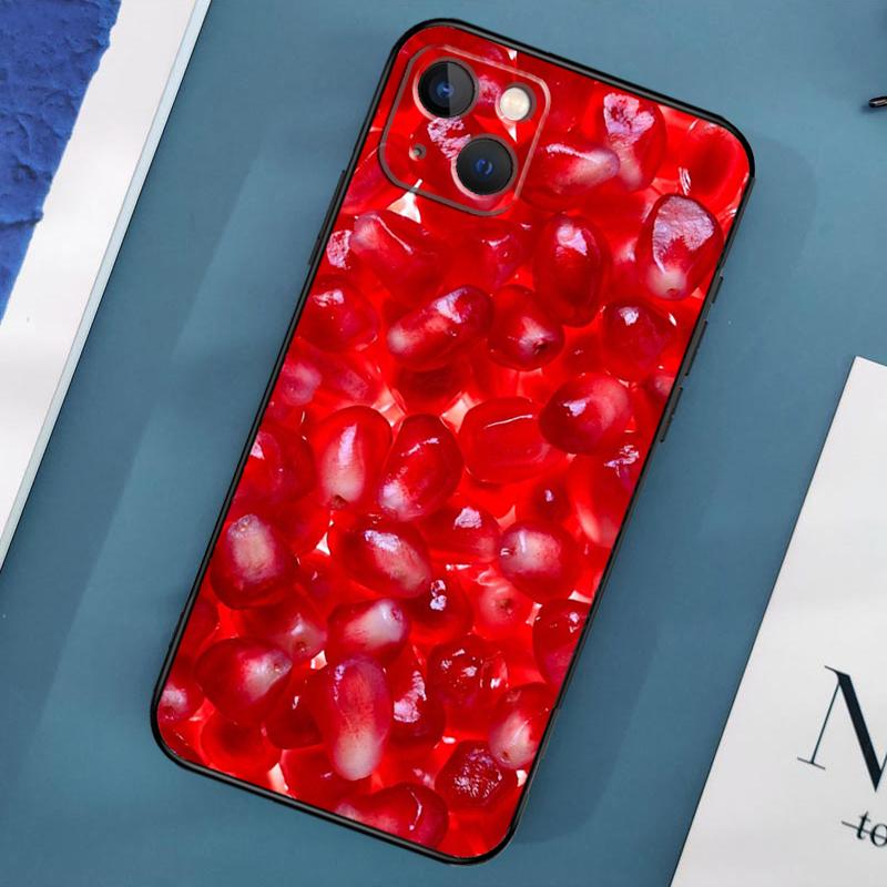 Essen Frucht Roter Granatapfel Hülle Für iPhone 15 11 12 13 14 Pro Max 12 13 Mini X XS Max XR 7 8 Plus SE 2020 Hülle Coque