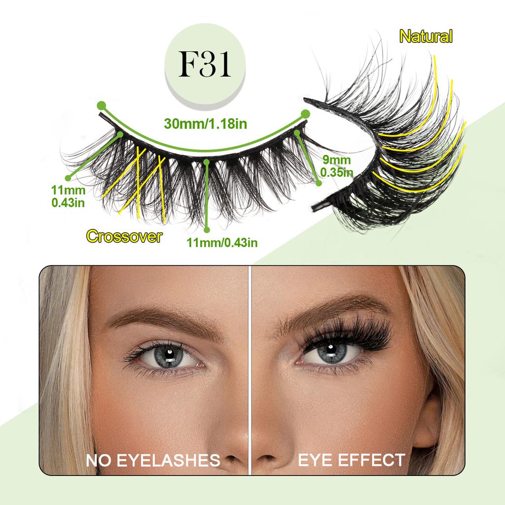 Fox Eye Lashes 3/5 Pairs Thick Winged Wispy 3D False Eyelashes Makeup Faux Fluffy Mink Lashes Fake Natural Eyelashes Extension