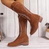 American Women's Large Size Embroidered Tall Boots Increase Height Comfortable Anti-slip Anti-Odor Cushioning Not Tired Feet Arch Support Shoes