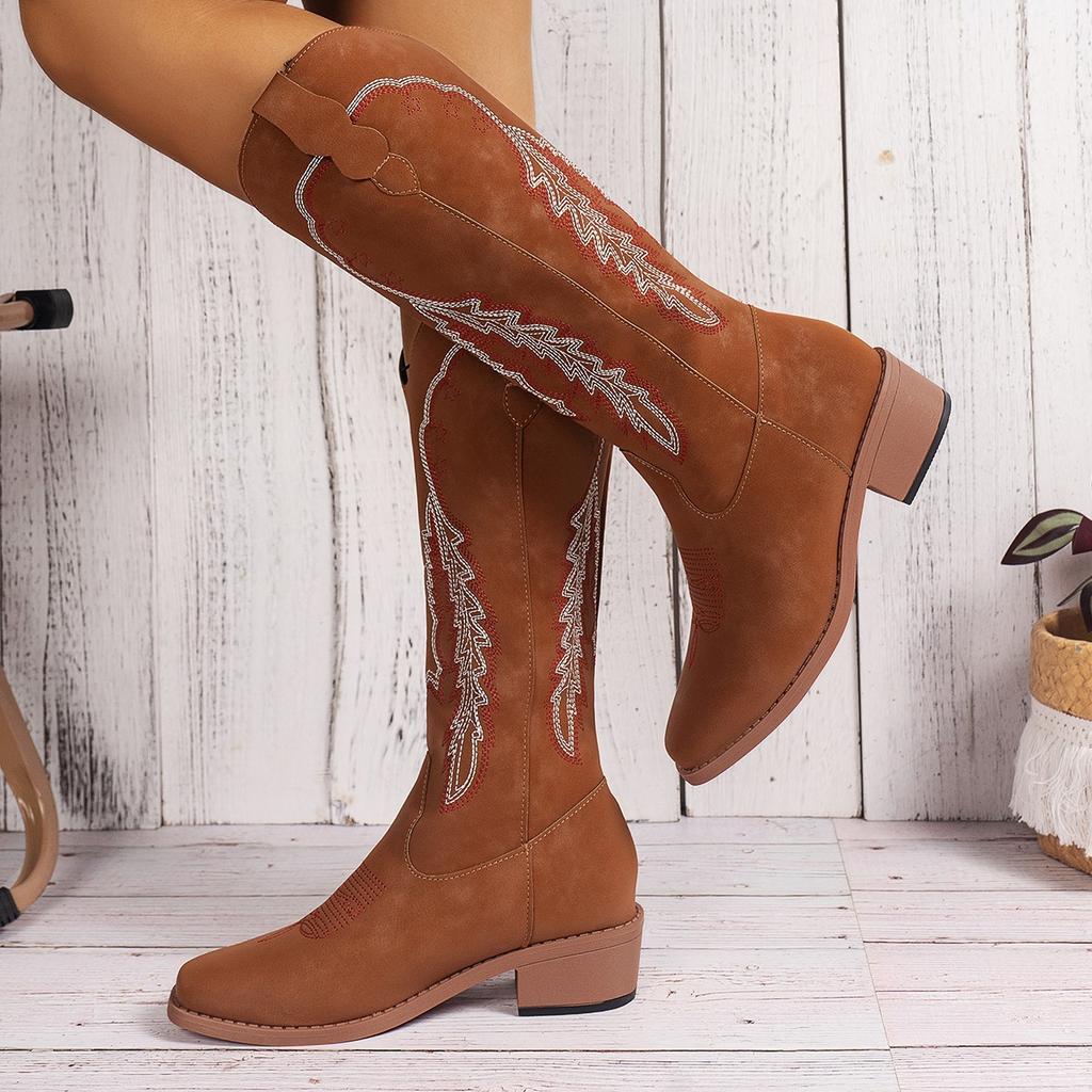 American Women's Large Size Embroidered Tall Boots Increase Height Comfortable Anti-slip Anti-Odor Cushioning Not Tired Feet Arch Support Shoes