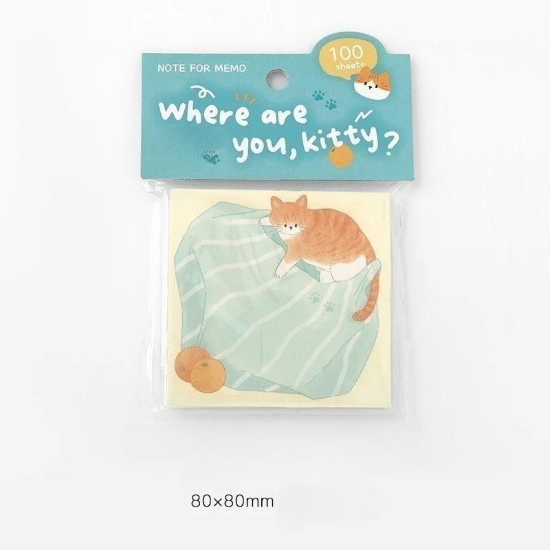 100 листов Милые Котики Заметки Креативный Коллаж DIY Скрапбукинг Эстетичная Бумага Материал Школьные Офисные Принадлежности