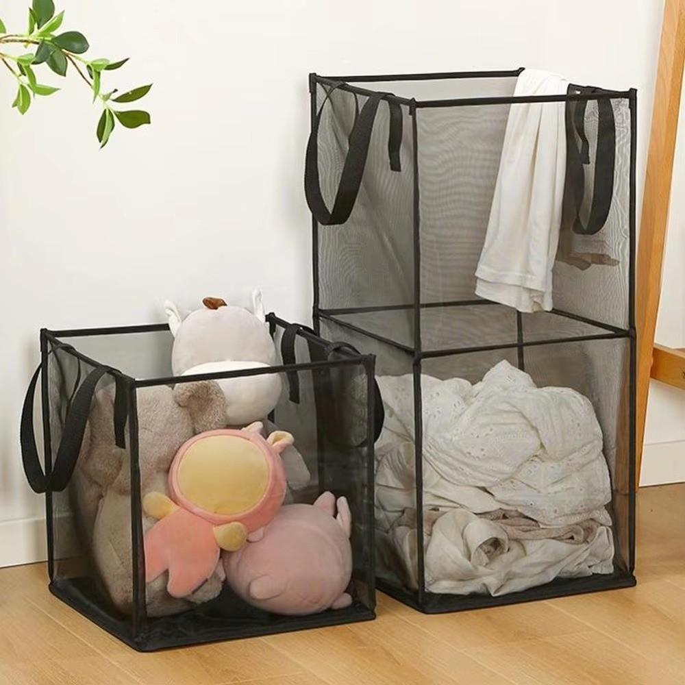 Large Capacity Laundry Hamper Breathable Mesh Storage Basket Square Dirty Clothes Basket Home