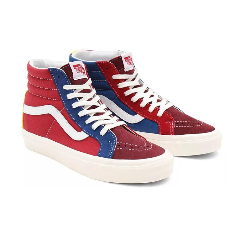 Vans Sk8 Anaheim Factory 38 Dx Casual High-Top Skate Shoes Unisex Sneakers Red Blue VN0A38GF9XP