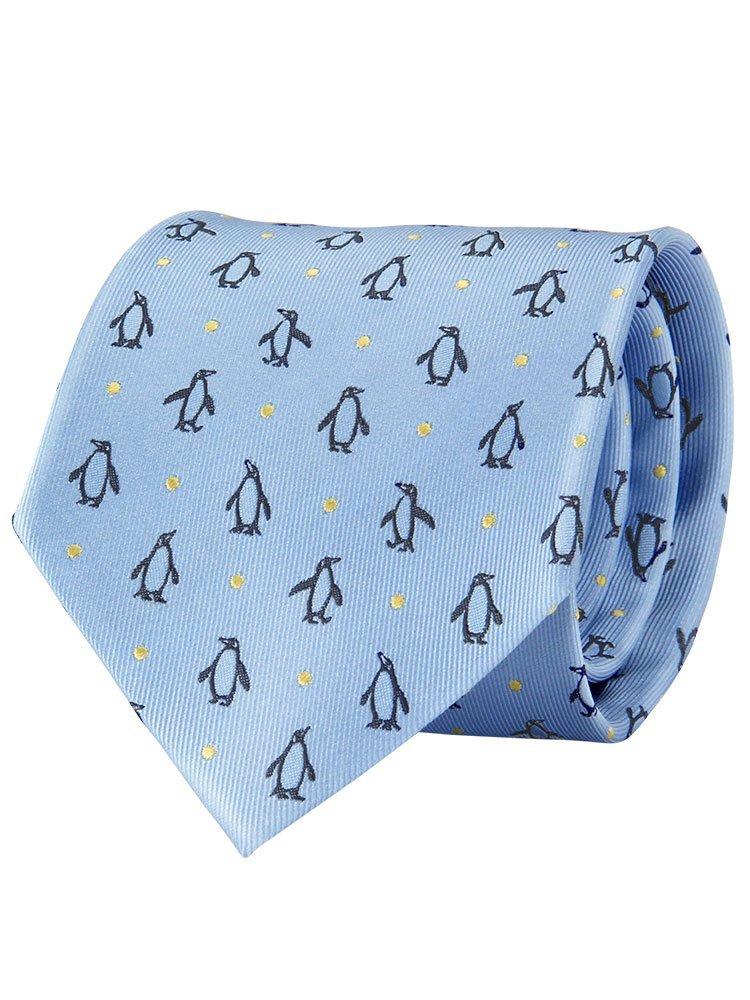 

COLORATA Галстук Пингвин Голубой в горошек Жаккардовый шелк Королевский пингвин Пингвин Горошек Животное Подарок Презент (145x8.5см / / / 100% / Плетение)