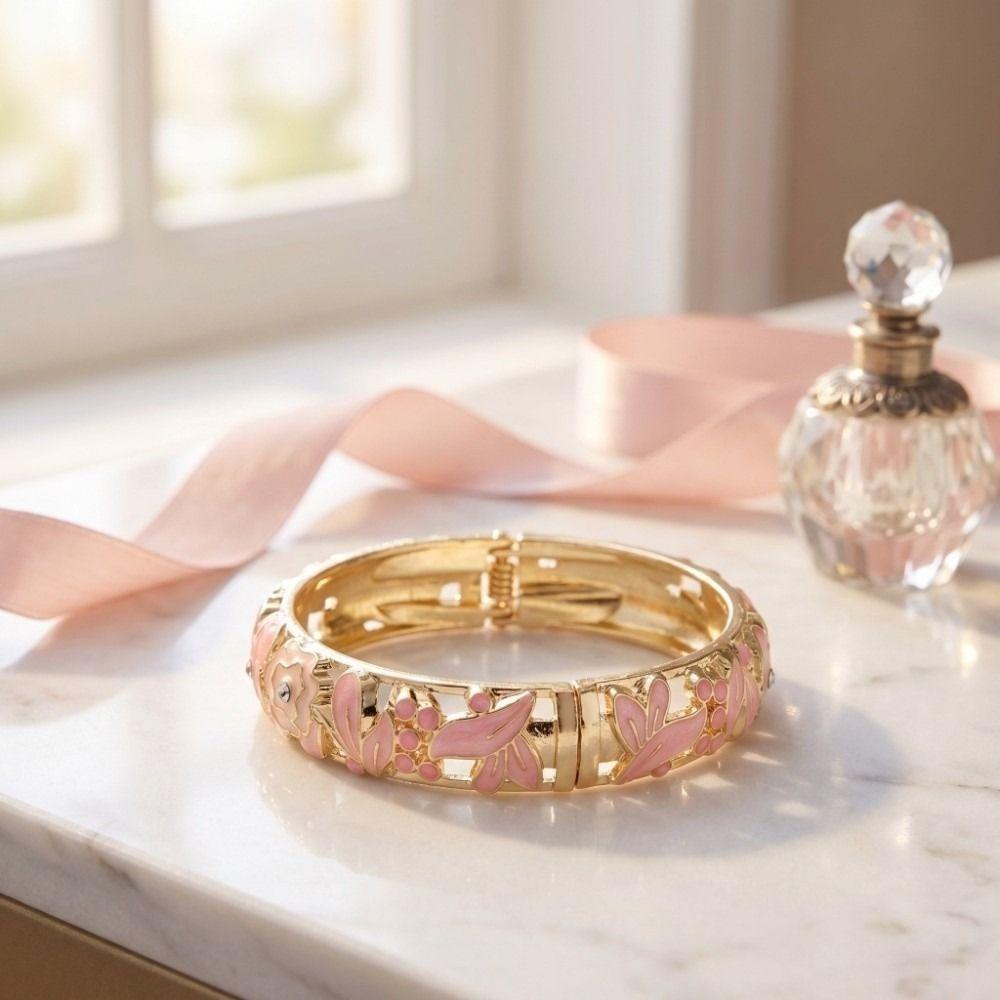 Colorful Flower Crystal Bangle Traditional Women's Hand Bracelet  Jewelry Gifts