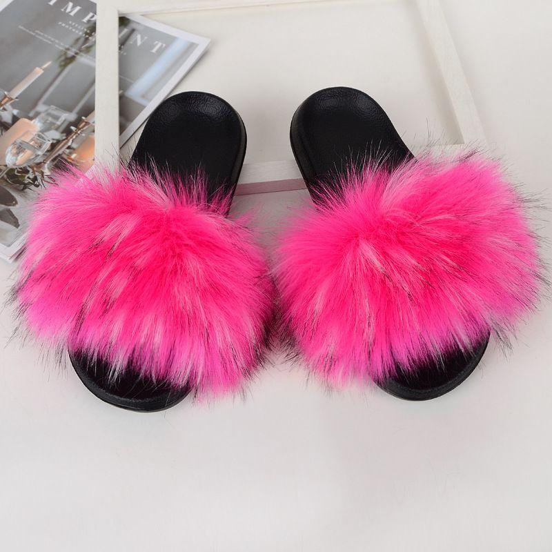 Cozy Girls Home Outdoor Slides With Soft Fur Decoration And Furry Design