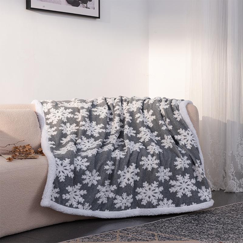 Doppellagige warme Flanell-Jacquarddecke für den Winter