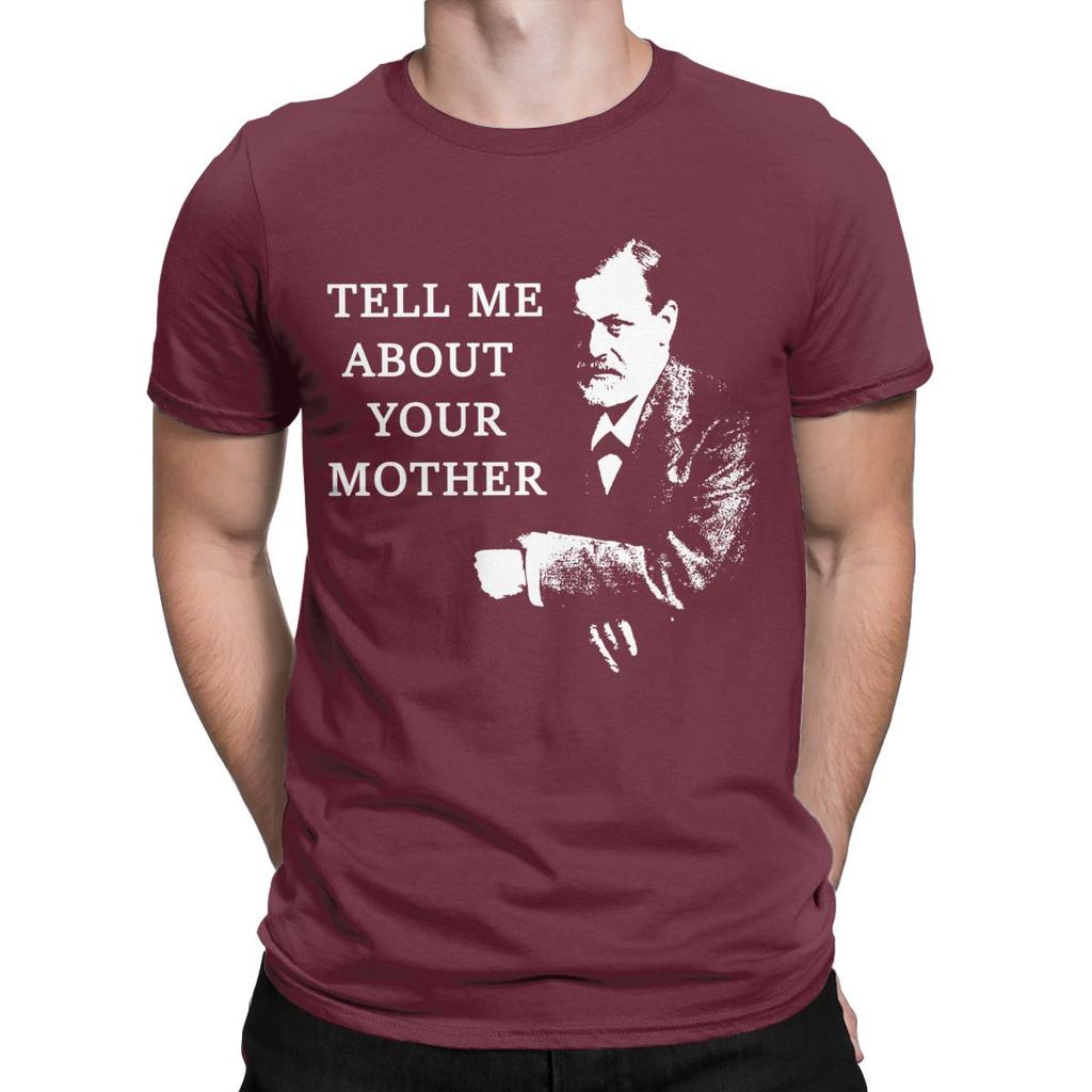 Moda Parlami di tua madre Sigmund Freud T-Shirt Uomo Girocollo Cotone Magliette Manica Corta T-Shirt Taglie Forti Top