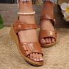Women Summer Casual Wedge Sandals Comfortable Non Slip Beach Shoes Woman Flower Decor PU Leather Walking Sandalias Mujer 2025