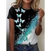 New O-Neck 3d Butterfly Print T Shirt Women's T-shirt Summer Fashion Short Sleeve Tops Oversized Summer Top Female Clothing