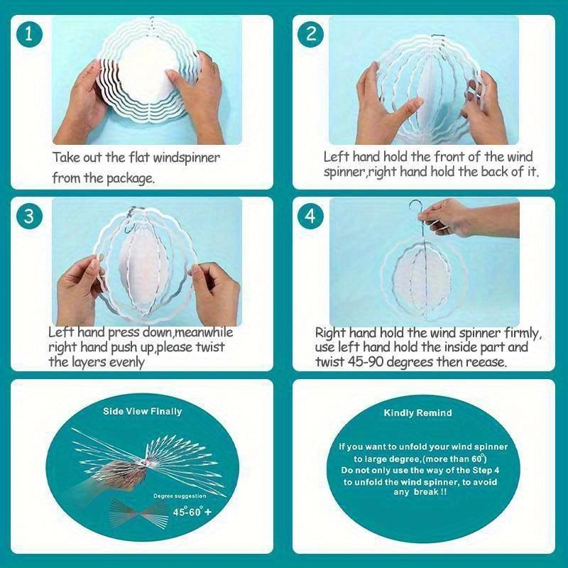 Balkon Bahçe Dekoru için 360 Derece Kancalı 10 İnç Asılı Rüzgar Gülü İlkbahar Yaz Dış Mekan Süsü