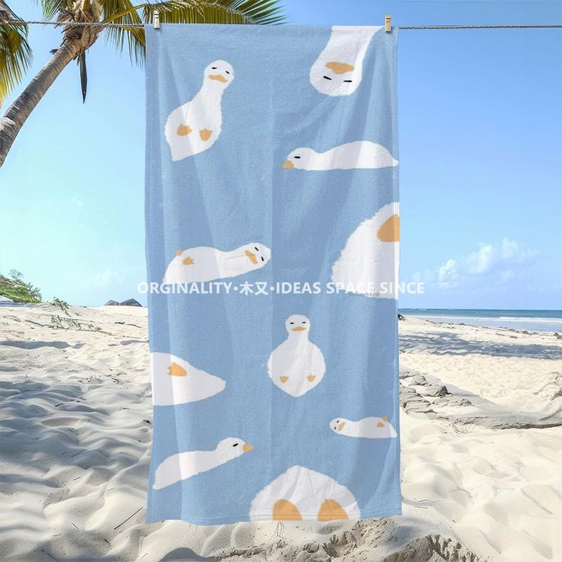 Süßes Entenmuster Sommer Strandtuch Gemustert Sonnenschutz und Winddicht Geeignet für Schwimmbad Camping Reisen