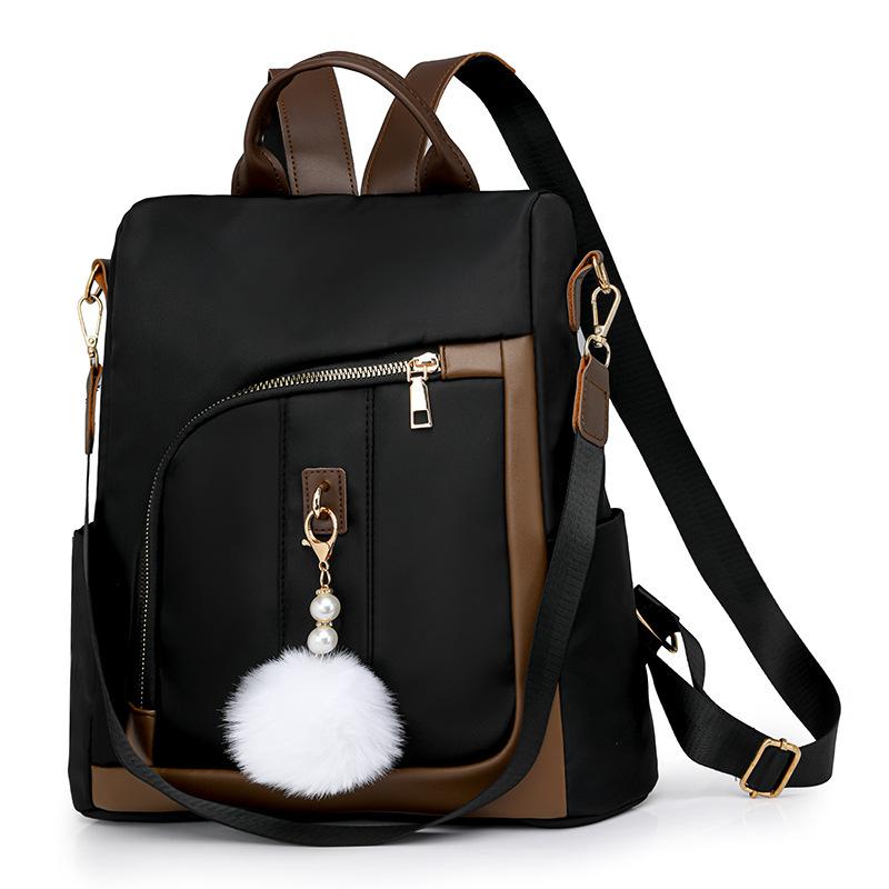 Backpack women's new simple contrasting color commuter casual backpack large capacity anti-theft women's travel bag