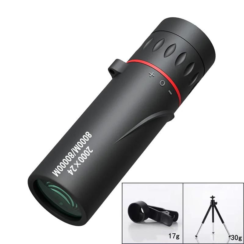 2000X24 Hd Monocular Telescope Mini Portable Mobile Phone Telescope With Holder Outdoor Camping Hunting Birdwatching Telescopes