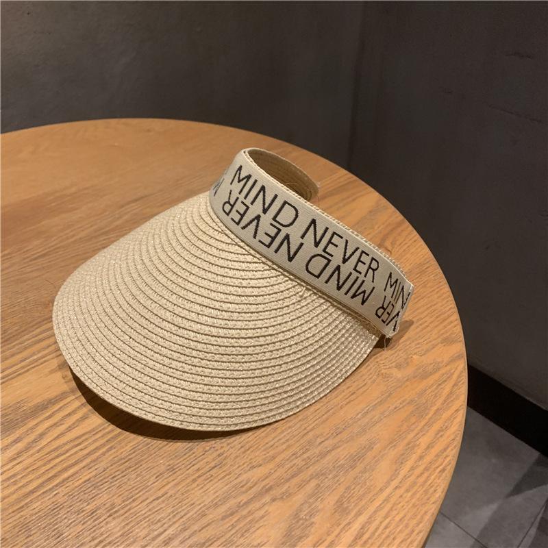 

Соломенная шляпа женская шляпа без верха шляпа от солнца летняя морская отпуск защита от солнца шляпа без верха кепка приливная буква adult (56-58cm) бежевый