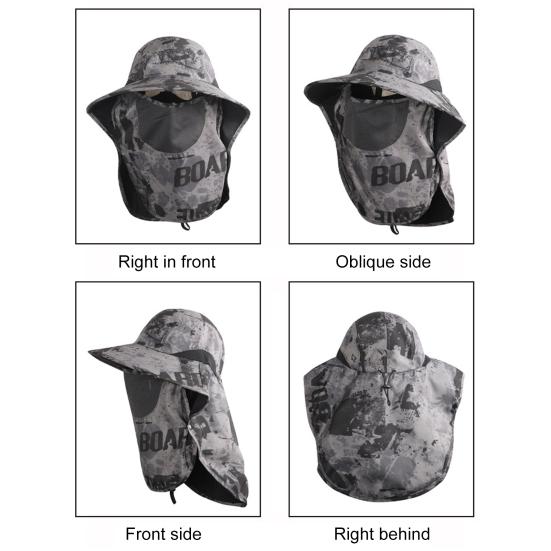 Chapéu de Sol Masculino com Ventilador de Alimentação Dupla Aba Larga Chapéu de Sol com Xale Protetor Facial Chapéu para Pesca Caminhada Jardinagem