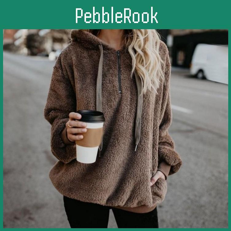 Sleeve Long Women Fleece Winter Hooded Sweatshirt Pullover Warm Jumper Sweaters