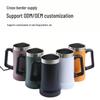 Taza de Cerveza Aislada de Acero Inoxidable 304 de Doble Pared con Asa, Gran Capacidad, Acabado Recubierto en Polvo
