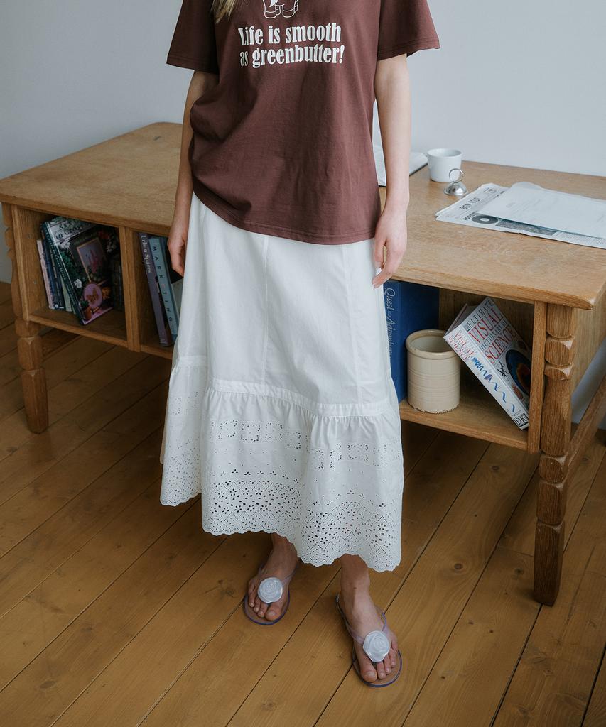 Green Butter Meadow Lace Skirt (Ivory)