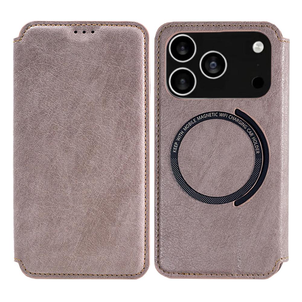 

For iPhone 17 Pro Case Compatible with MagSafe Wallet Stand Leather Flip Phone Cover Purple