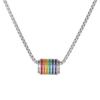 Hip Hop Enamel Rainbow Bead Charm Necklace Stainless Steel Box Chain Necklaces LGBT Pride Jewelry