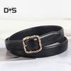 Women's Belt Faux Leather Belt for Dresses Pants Skirts Lady Thin Wasit Belt with Gold Buckle for Daily School Street