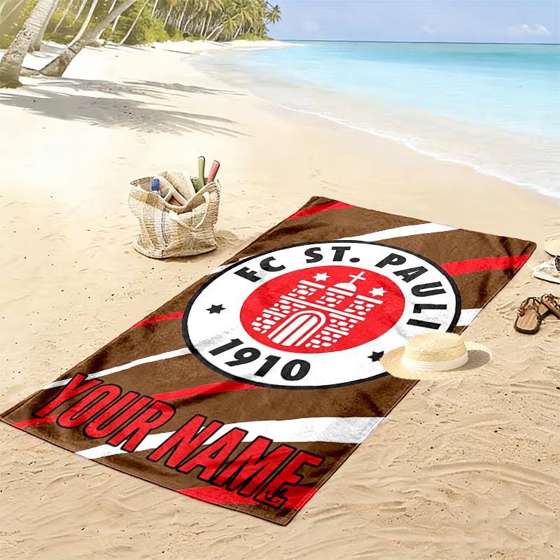 Individuelles Namensschild ST. Pauli Aufdruck Strandtuch, Großes Weiches Schnelltrocknendes Handtuch für Strand Camping Schwimmen_xia