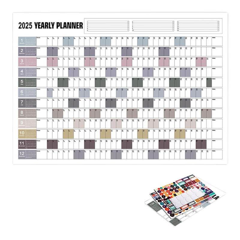 2025 Year Yearly Planner Wall Calendar Office Home Wall Organizers Planner from 01/2025 To 12/2025