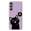 For Samsung Galaxy A16 5G/4G Case Love Black Cat Pattern Printing Straight Edge TPU Phone Back Cover