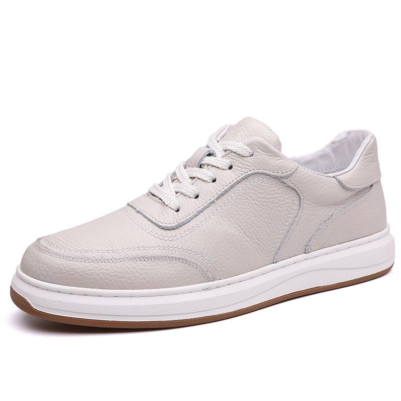 Men's 2024 Autumn Soft Leather Casual Sneakers - Soft Sole White Cowhide Shoes