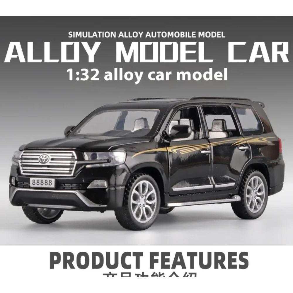 Miniaturen 1/32 Toyota Land Cruiser Legierung Off Road Diecast Modell Sound Licht Pull Back Spielzeug Schreibtisch Fahrzeugmodell Ornamente Geschenk