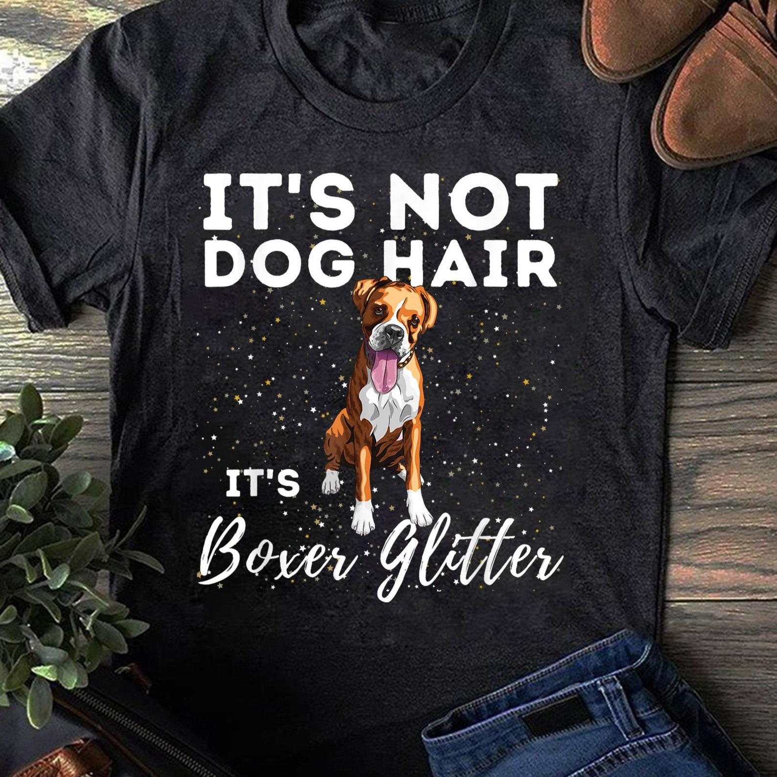 Boxer Glitter T-Shirt: Funny Dog Mom Tee M
