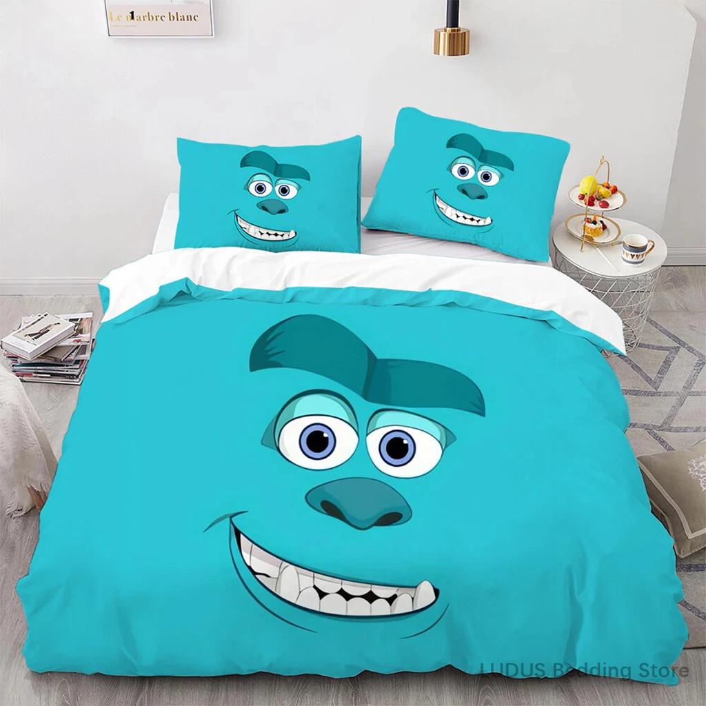 Sada povlečení Monstra s.r.o. Mike Wazowski Sulley Povlak na peřinu s povlaky na polštáře Roztomilý kreslený povlak na přikrývku pro dekoraci ložnice