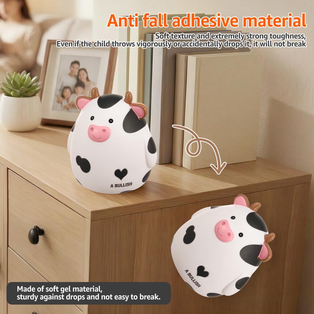 Kuh Sparschwein Kind Unzerbrechlich Vinyl Geldkasse für Junge Mädchen Niedlich Cartoon Große Kapazität Sichere Geldkiste für Geburtstagsgeschenk Deko