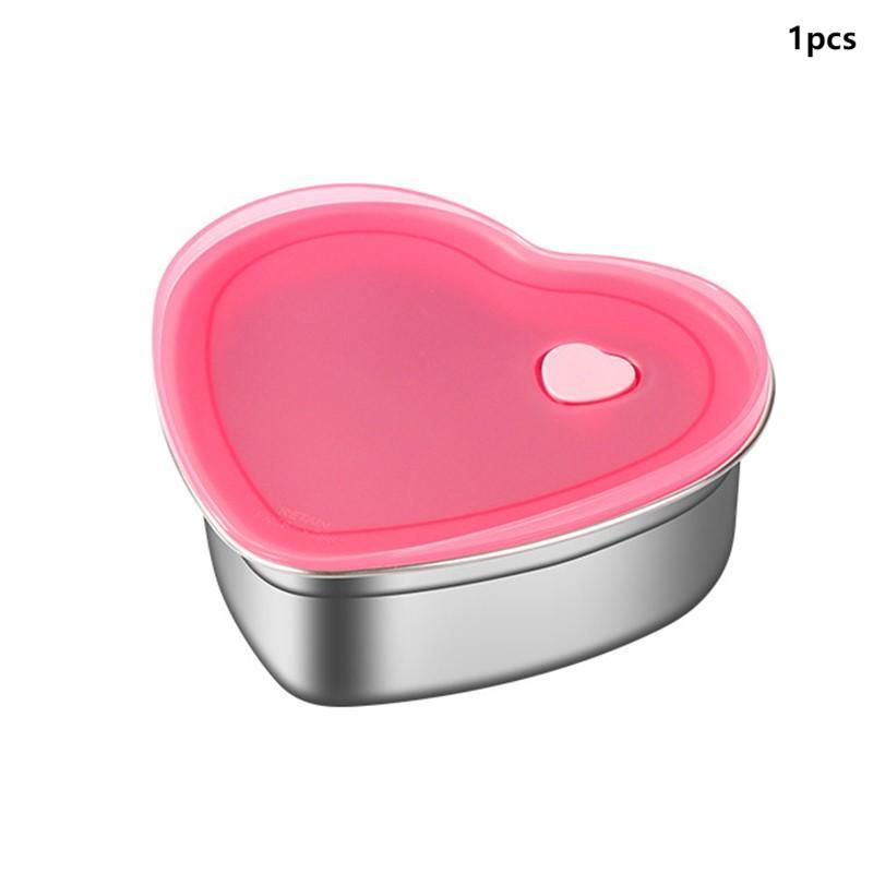 

Love-Shaped Kitchen Food Organizers With Lids 410 Stainless Steel Storage Box Large Capacity Leakproof Kitchens Accessories розовый