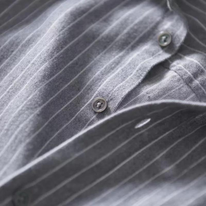 Men's Long Sleeve Striped Plaid Shirt, Spring/Autumn Hong Kong Style, Youth Jacket.