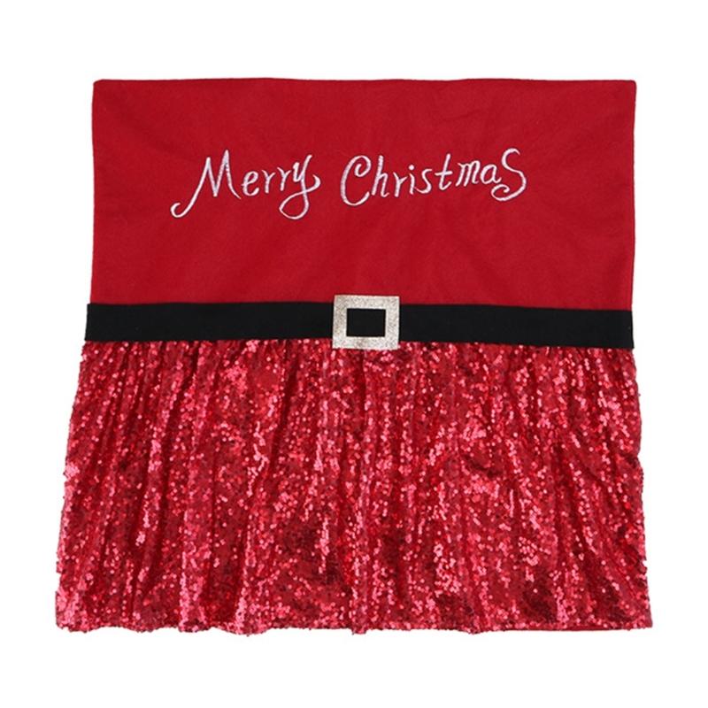Christmas Chair Cover Sequins Elf Home Table Dinner Chair Seat Covers Decoration красный 2860₽