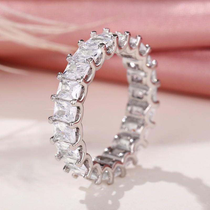 Crystal/Pink CZ Promise Rings Women Simple Stylish Finger-ring Wedding Engagement Bands Fashion Versatile Lady Jewelry
