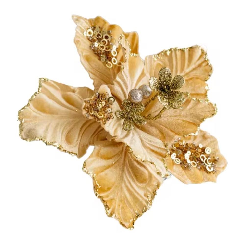Simulation Artificial Poinsettia Flower 22cm Christmas Tree Decorations  Party Gifts