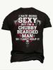 Cool Men T-Shirt Humorous Quote Beard Graphic Print Dual Axes Skeleton Pattern Short Sleeve Round Neck Casual Streetwear Hip Hop Tee Tops Male Clothes