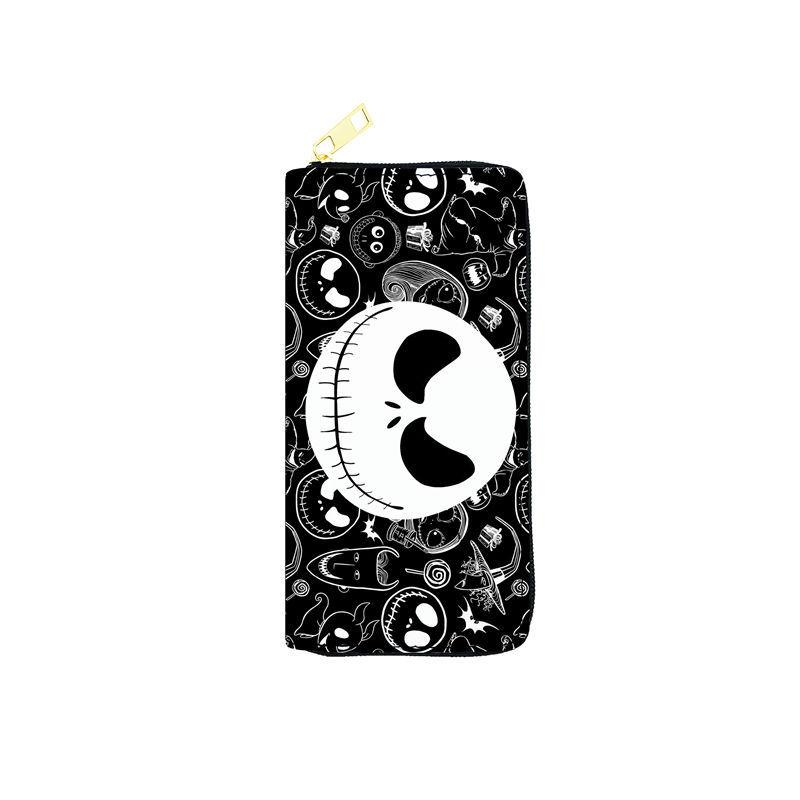 Nightmare Before Christmas PU Leather Long Wallet for Women Zip Clutch Purse Makeup Bag Jack Skellington Print 3pcs